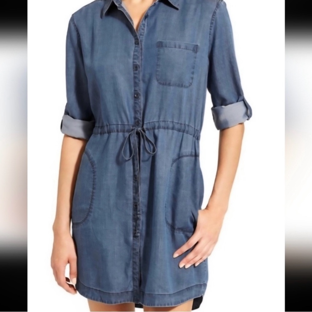 Athleta Denim Blue Shirt Dress